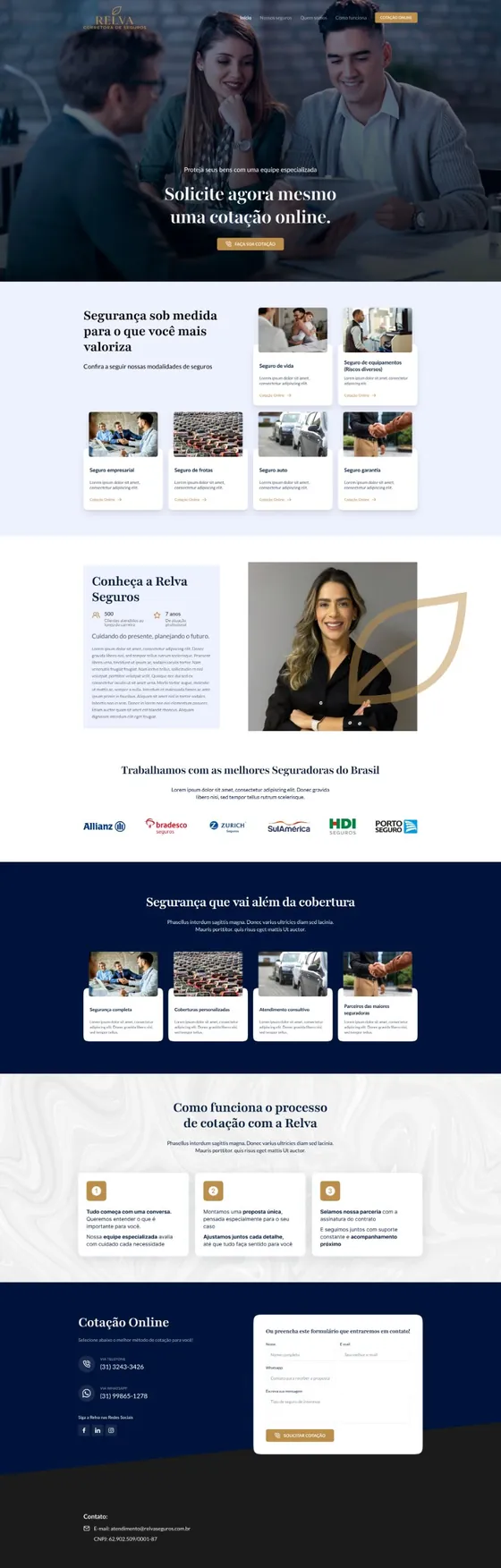 Página inicial do site da Relva Seguros