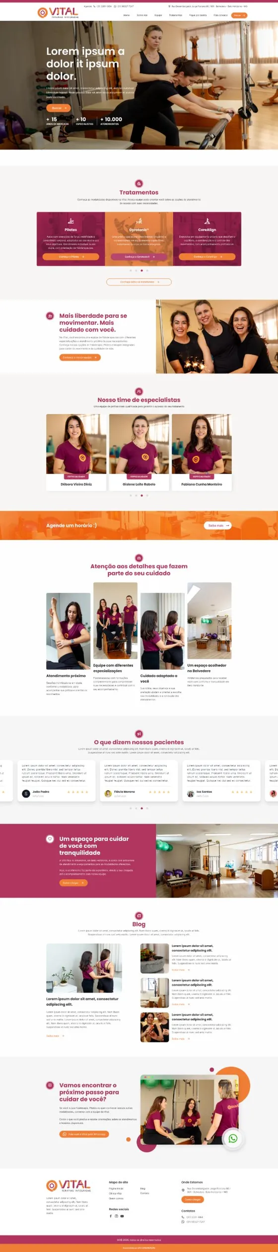 Página inicial do site da Clínica Vital